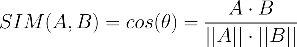 Formule de la similarité cosinus